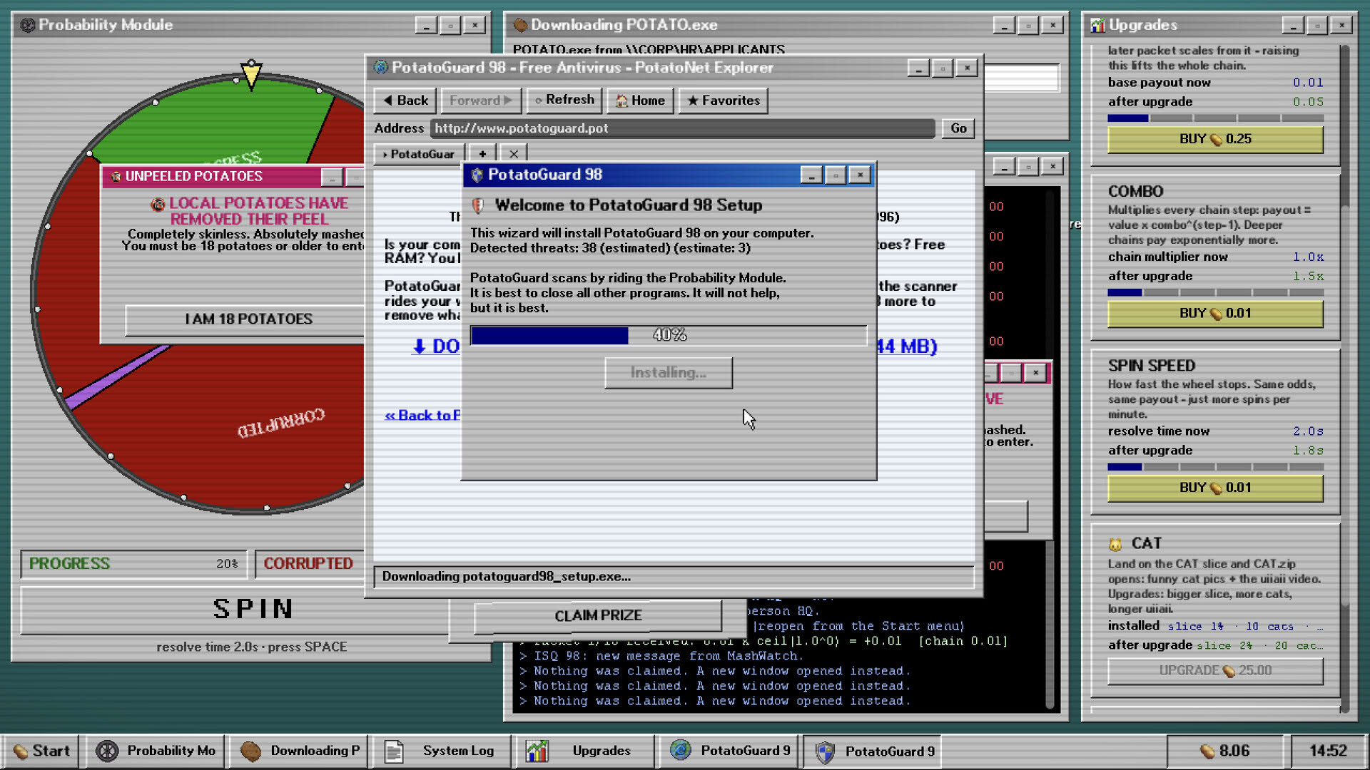 Screenshot for Potato.exe: A Game About Spinning a Wheel to Download Potatoes