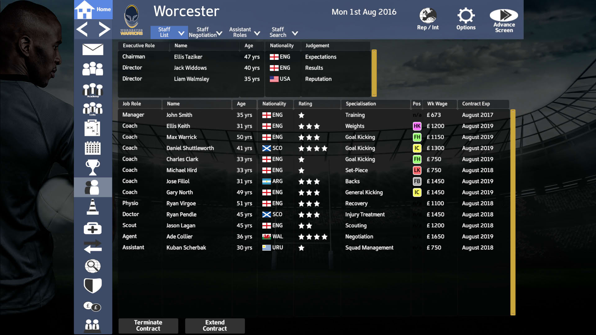 Screenshot for Rugby Union Team Manager 2017
