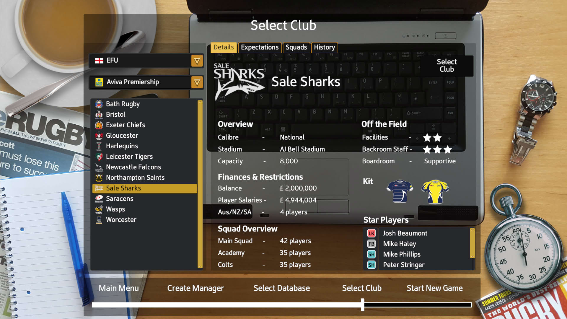 Screenshot for Rugby Union Team Manager 2017