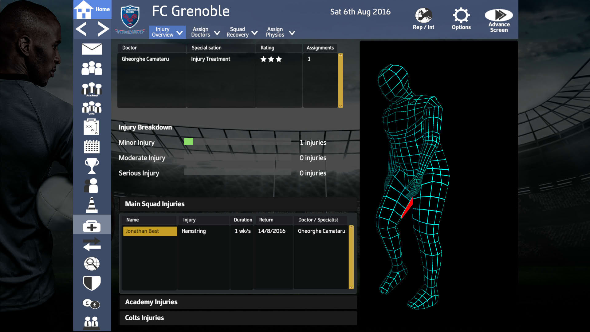 Screenshot for Rugby Union Team Manager 2017