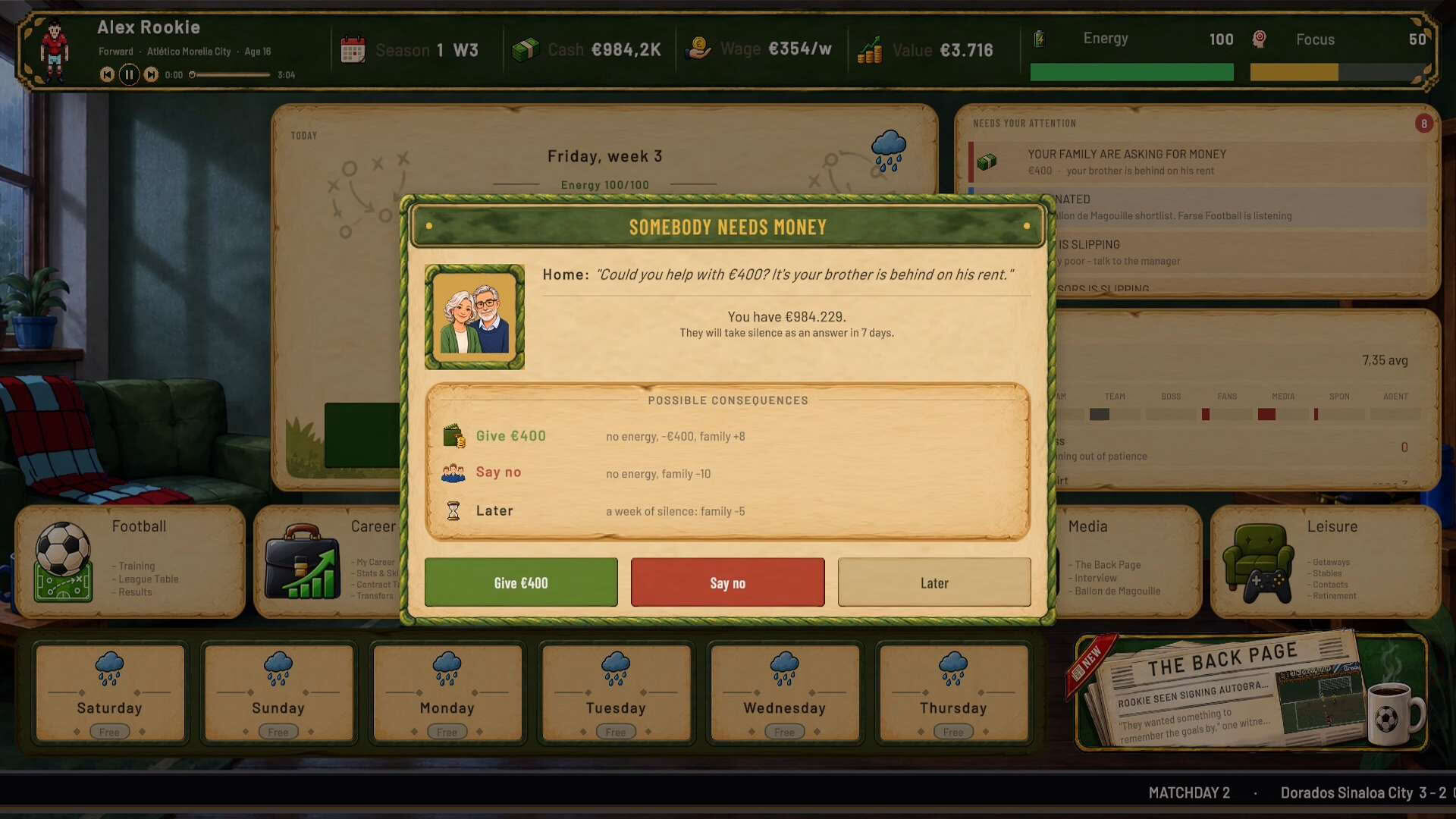 Screenshot for Beyond 90: A Footballer's Life