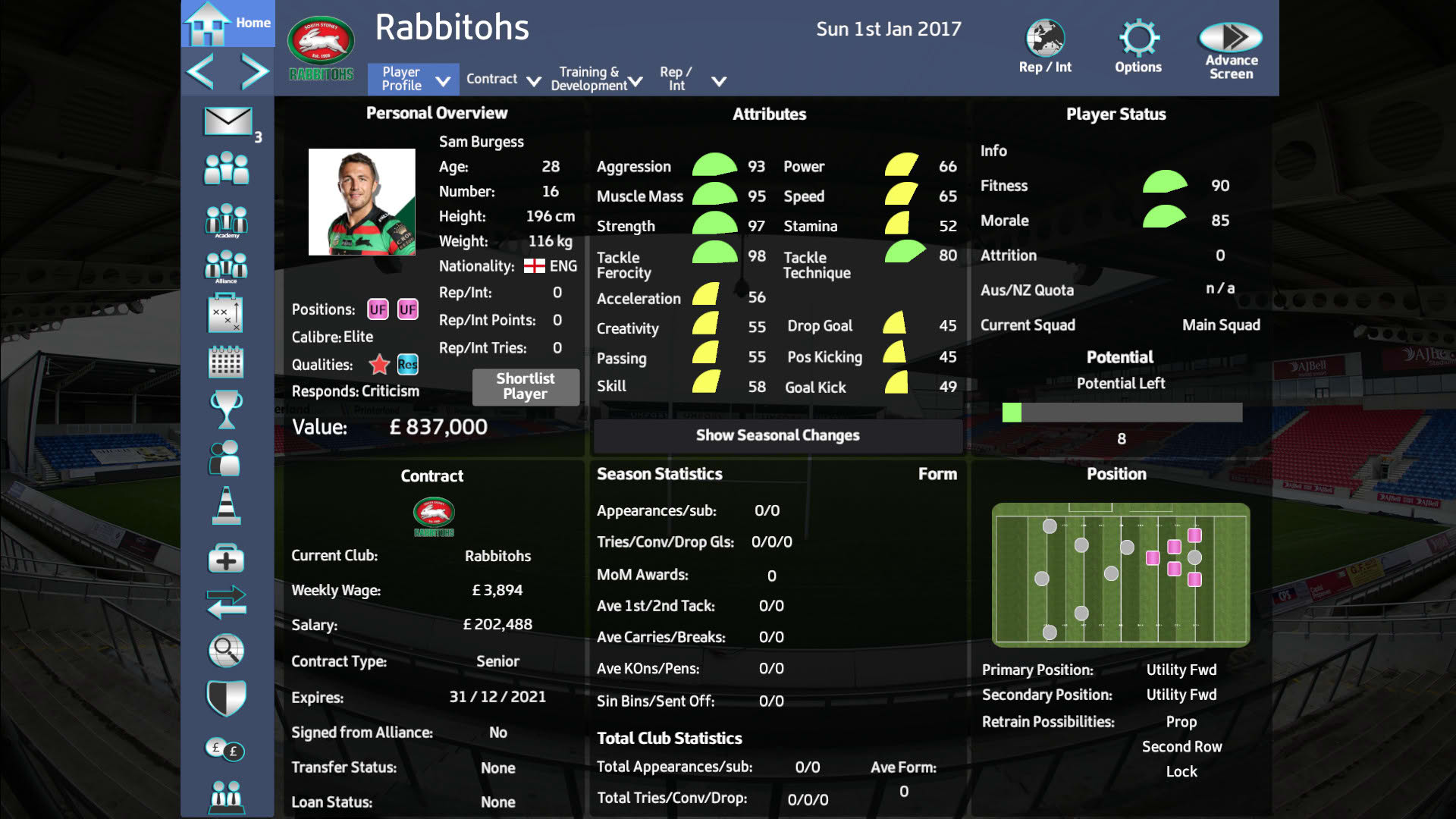 Screenshot for Rugby League Team Manager 2018