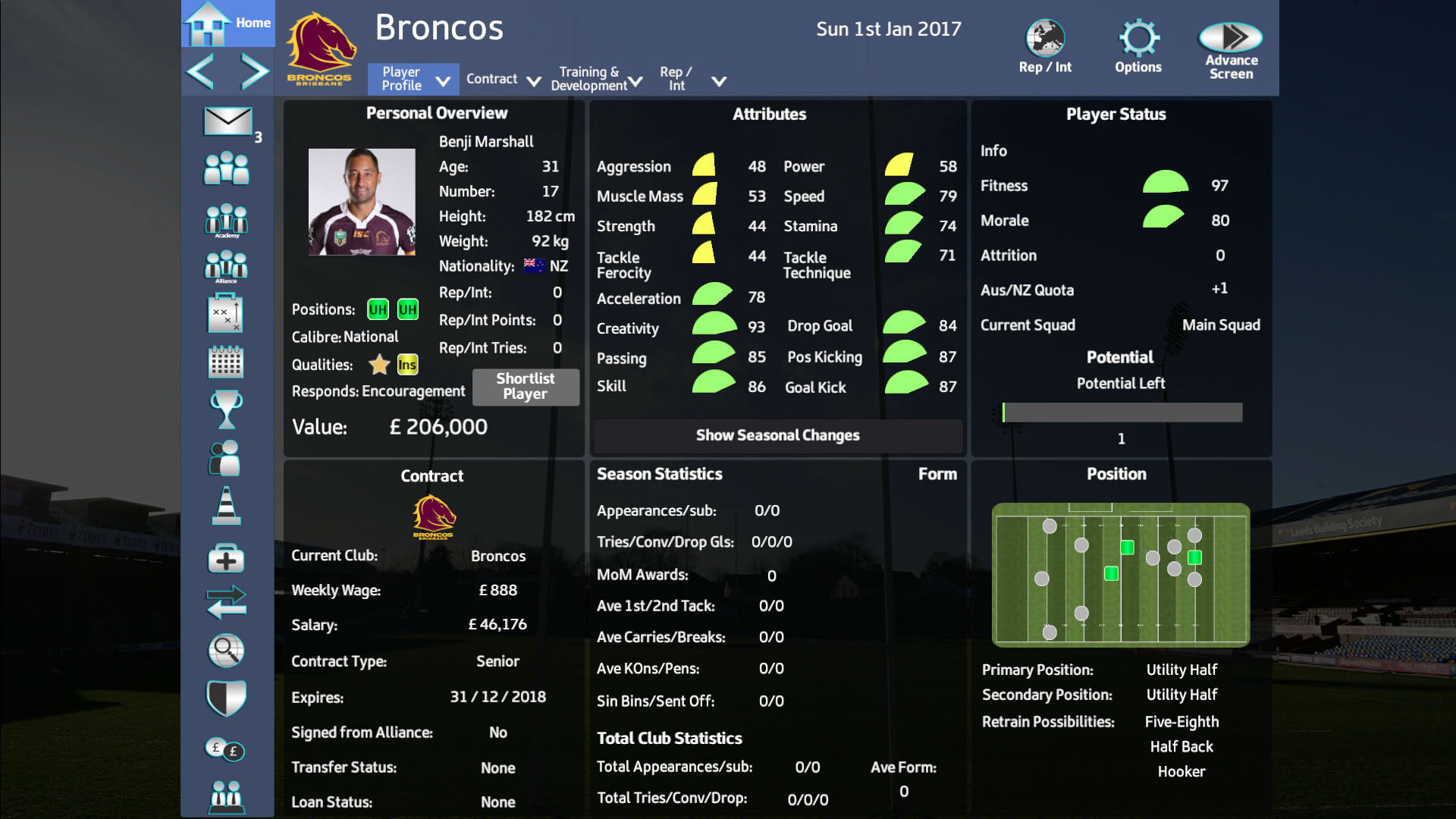 Screenshot for Rugby League Team Manager 2018