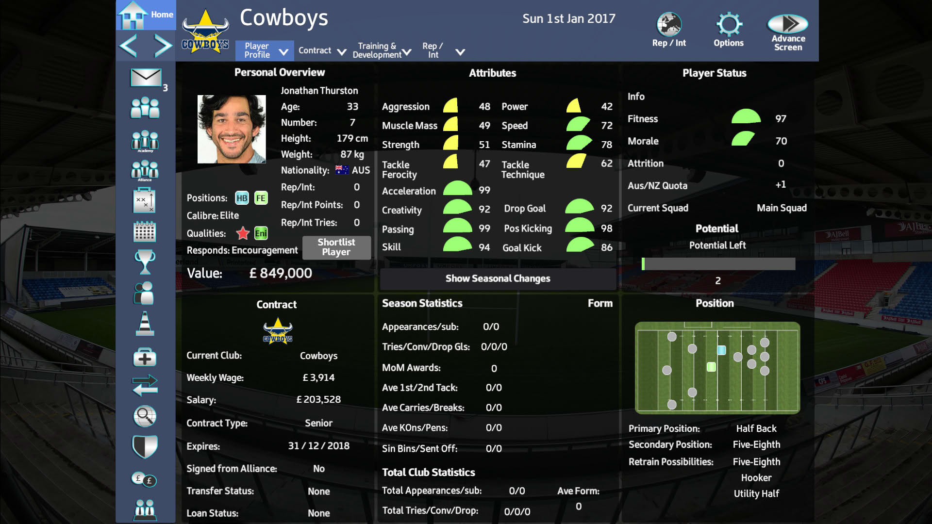 Screenshot for Rugby League Team Manager 2018