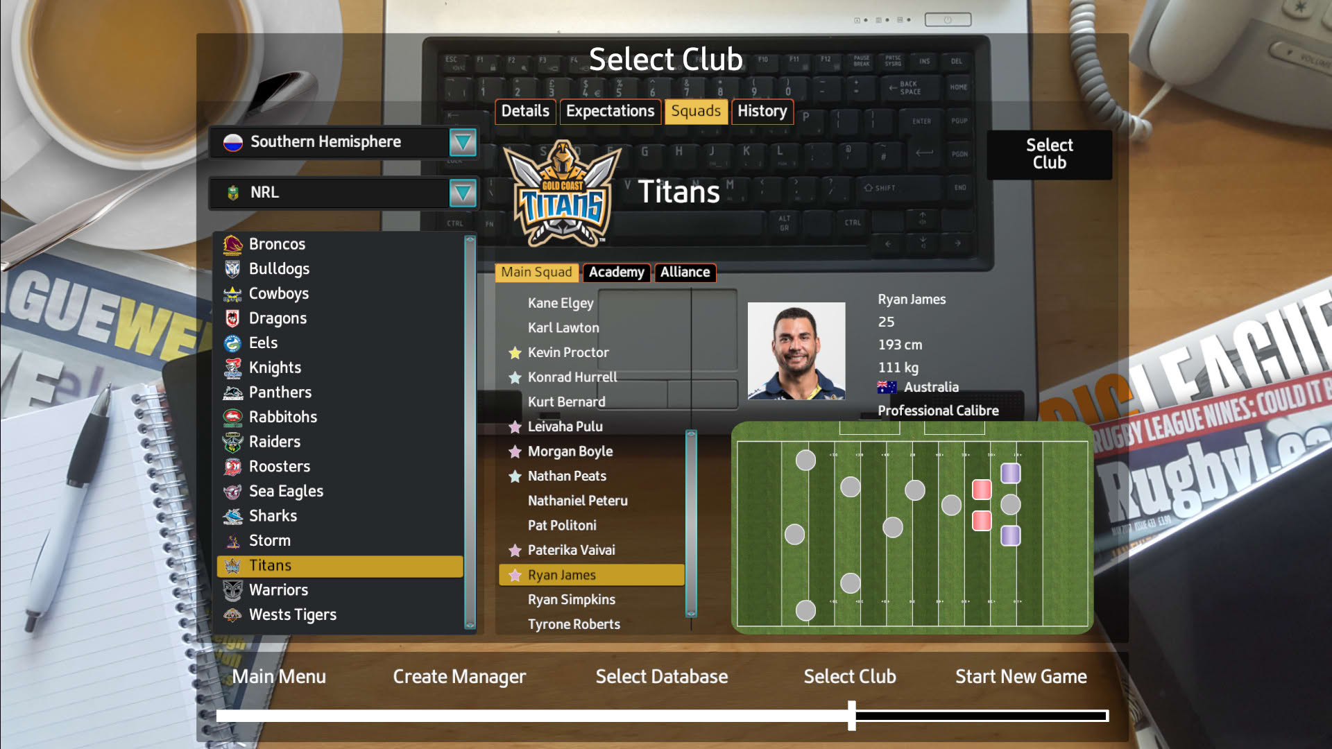 Screenshot for Rugby League Team Manager 2018
