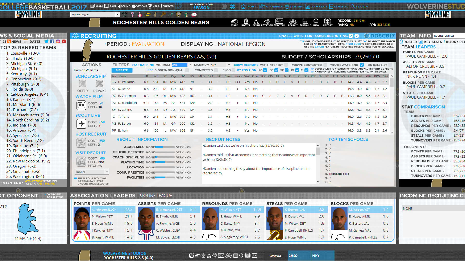 Screenshot for Draft Day Sports: College Basketball 2017