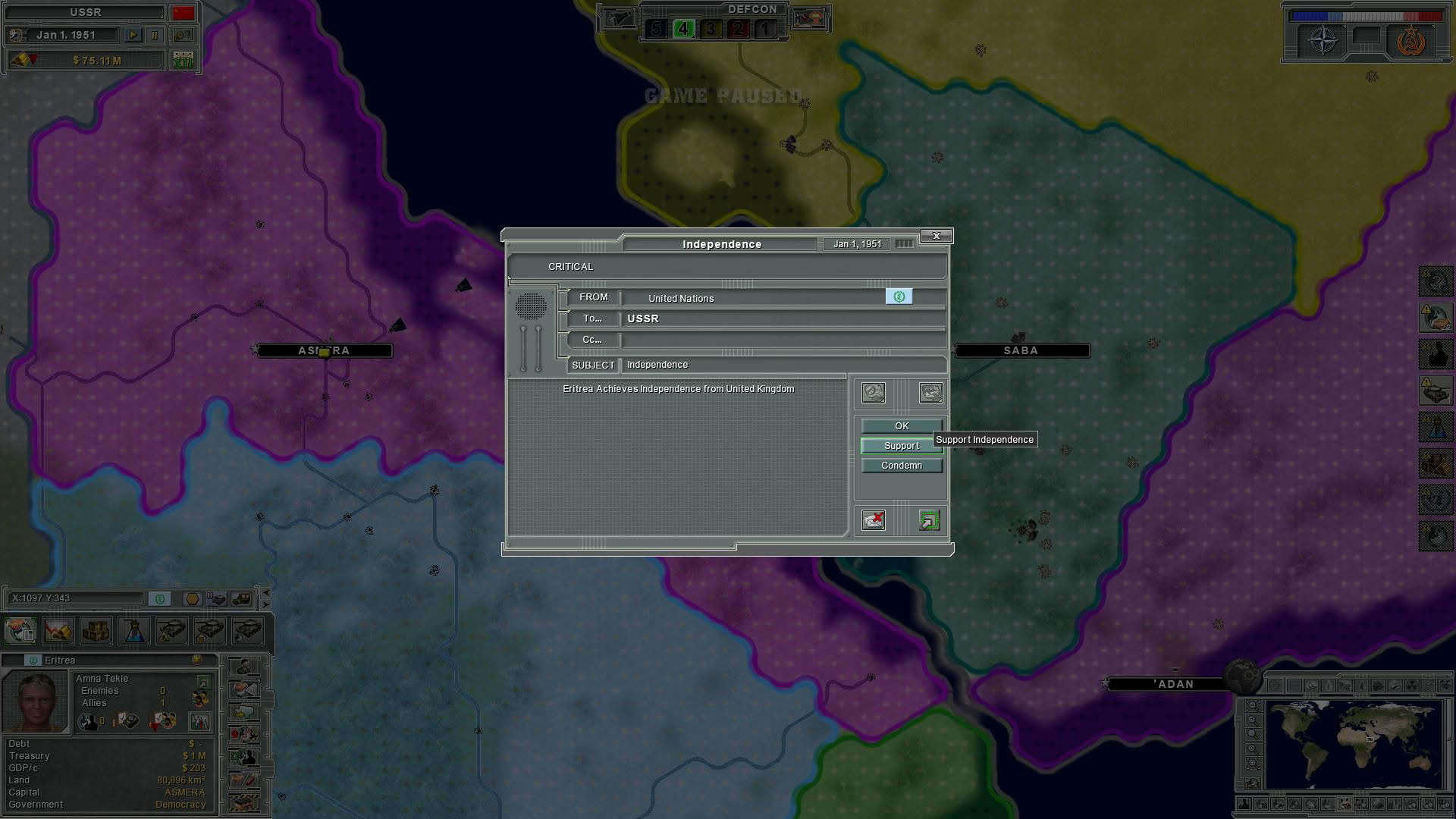 Screenshot for Supreme Ruler: Cold War