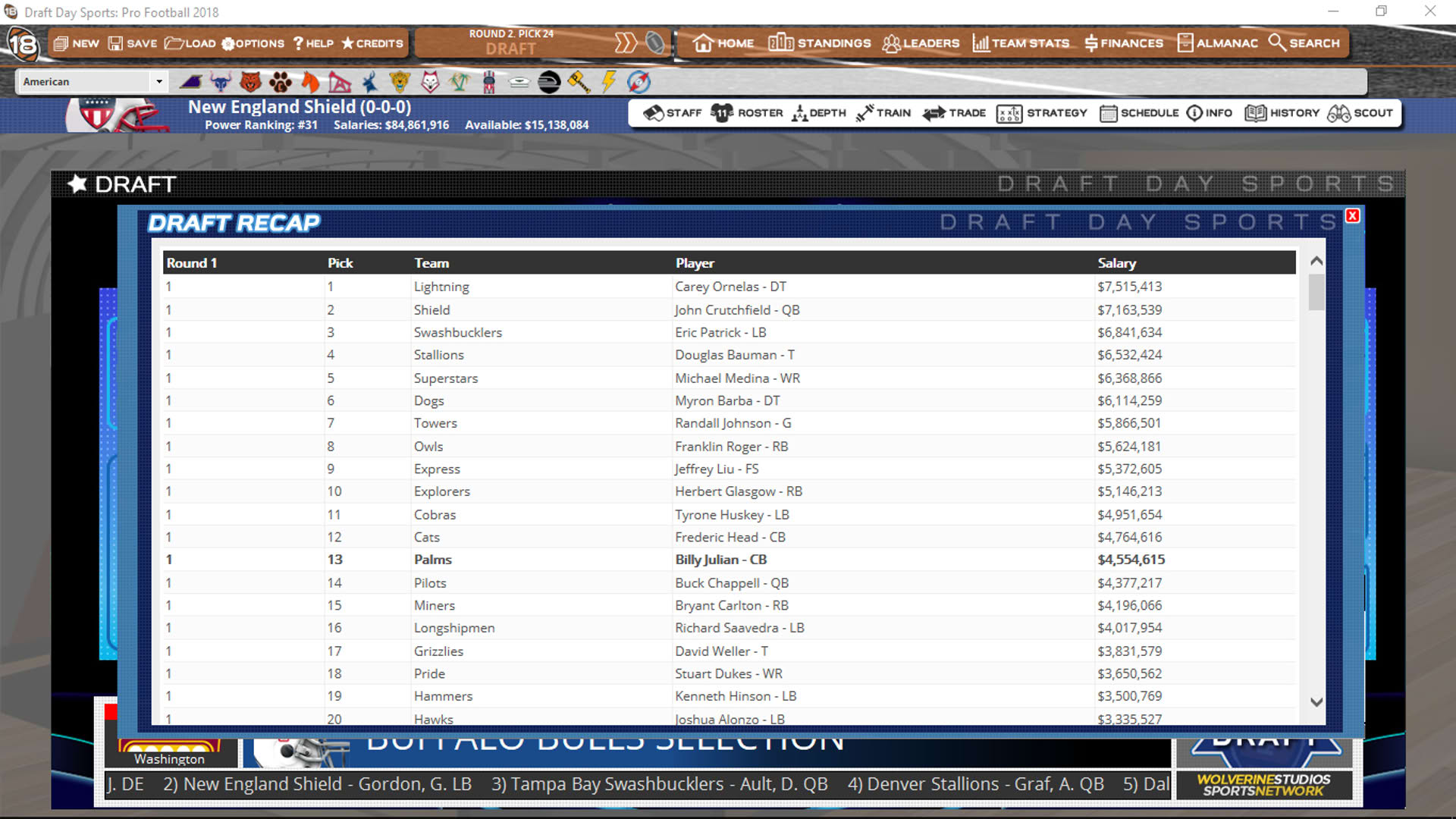 Screenshot for Draft Day Sports: Pro Football 2018