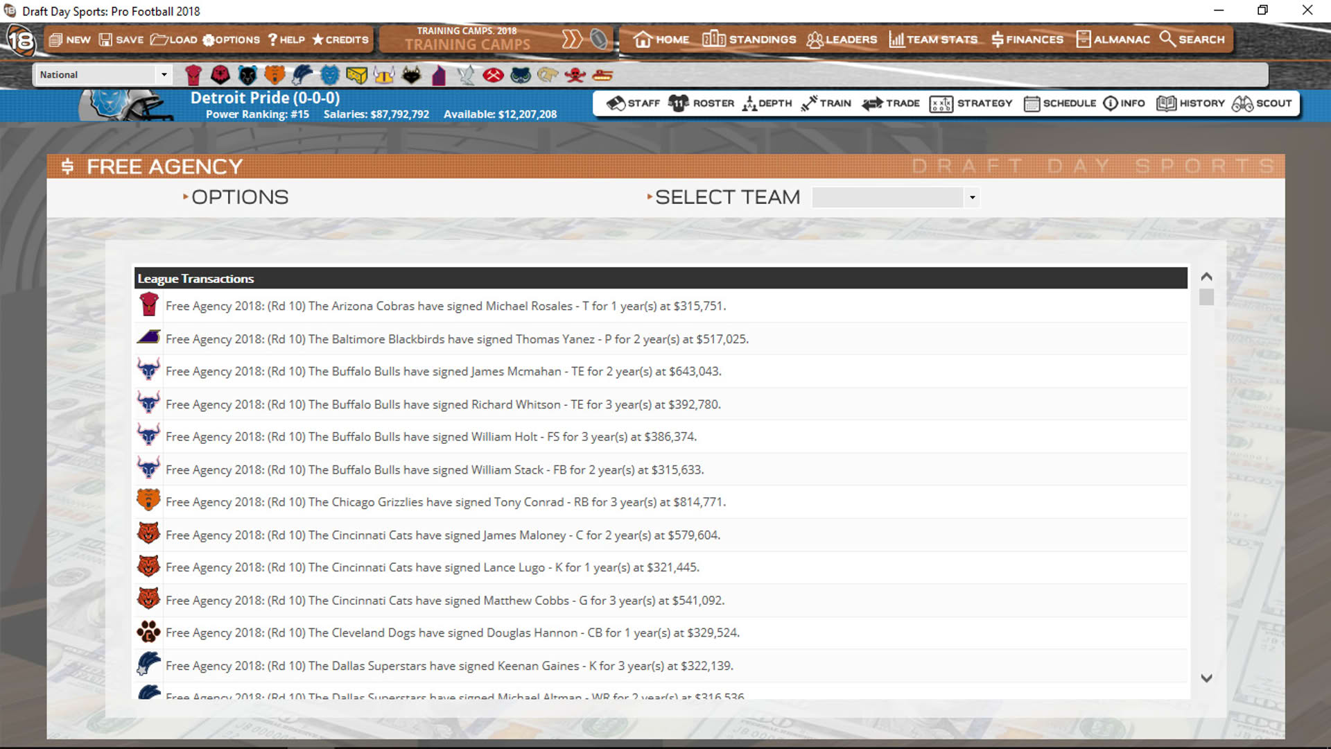 Screenshot for Draft Day Sports: Pro Football 2018