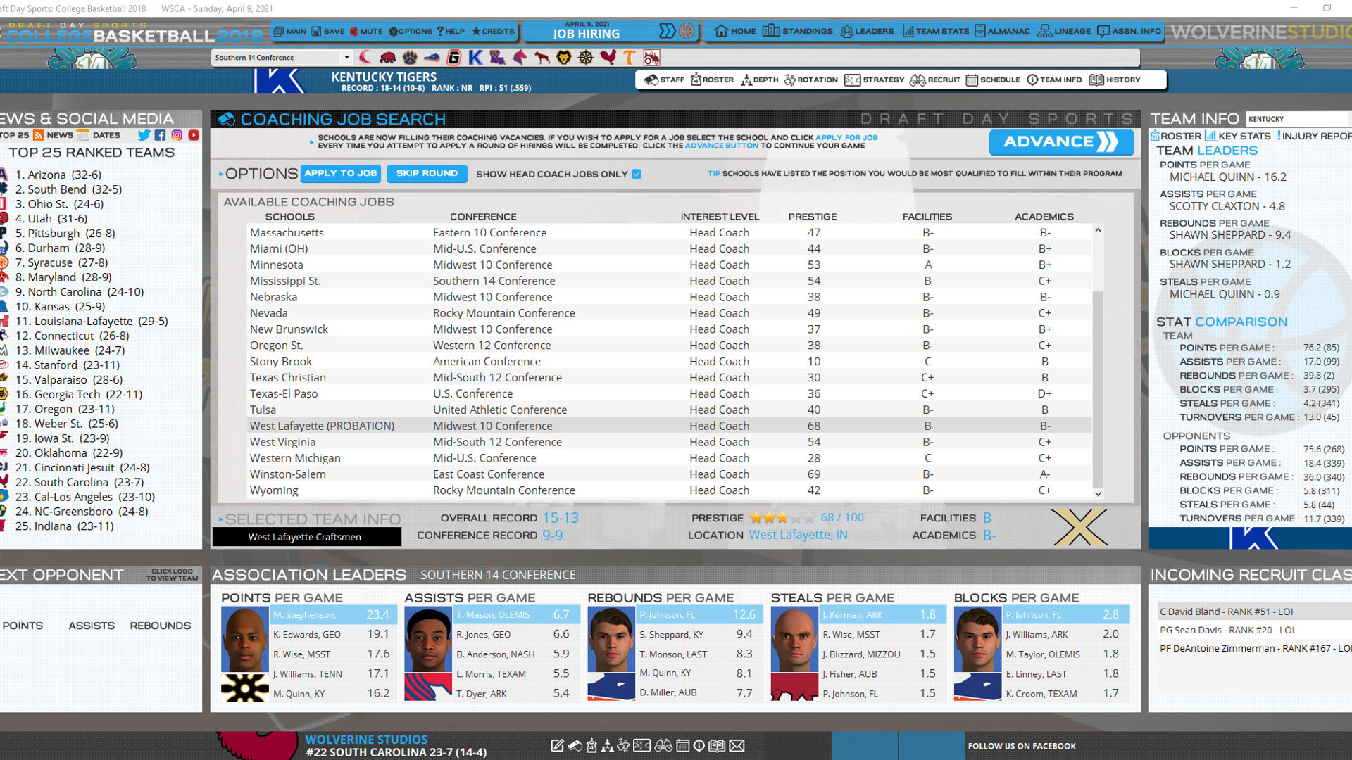 Screenshot for Draft Day Sports: College Basketball 2018