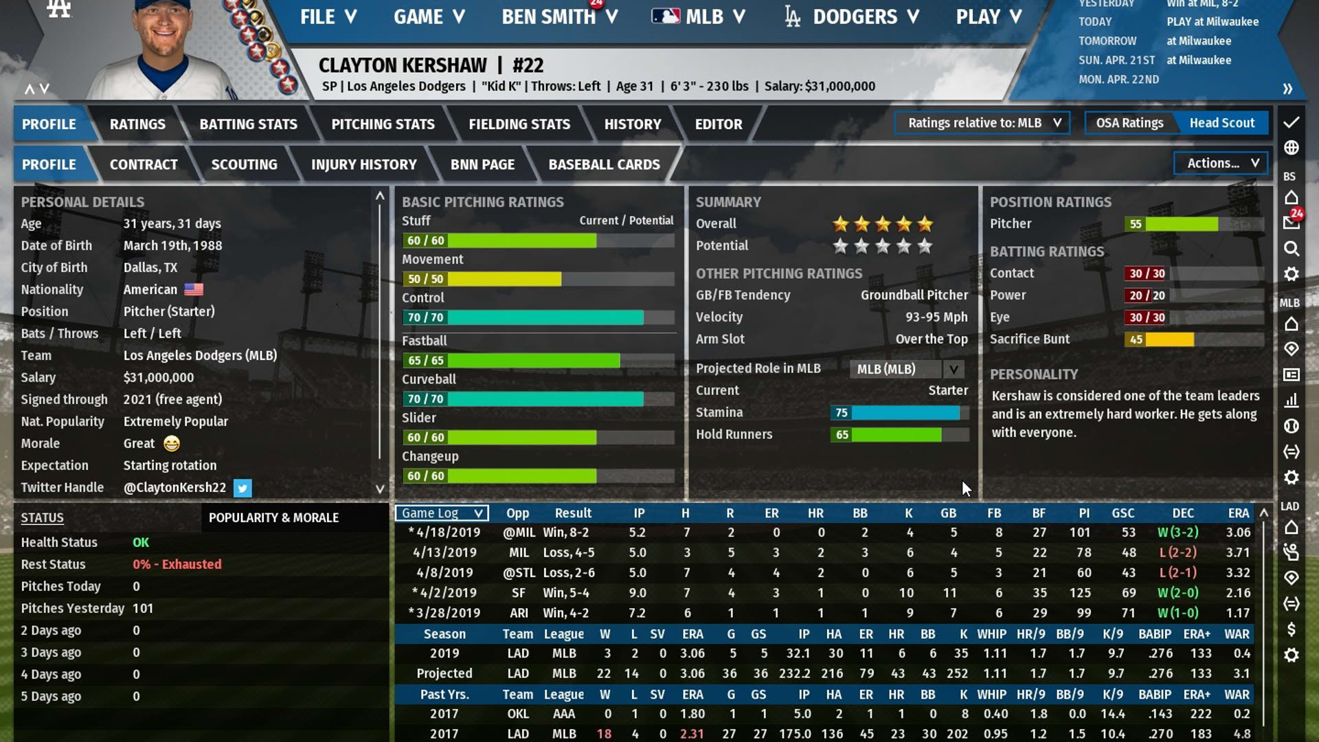 Screenshot for Out of the Park Baseball 20