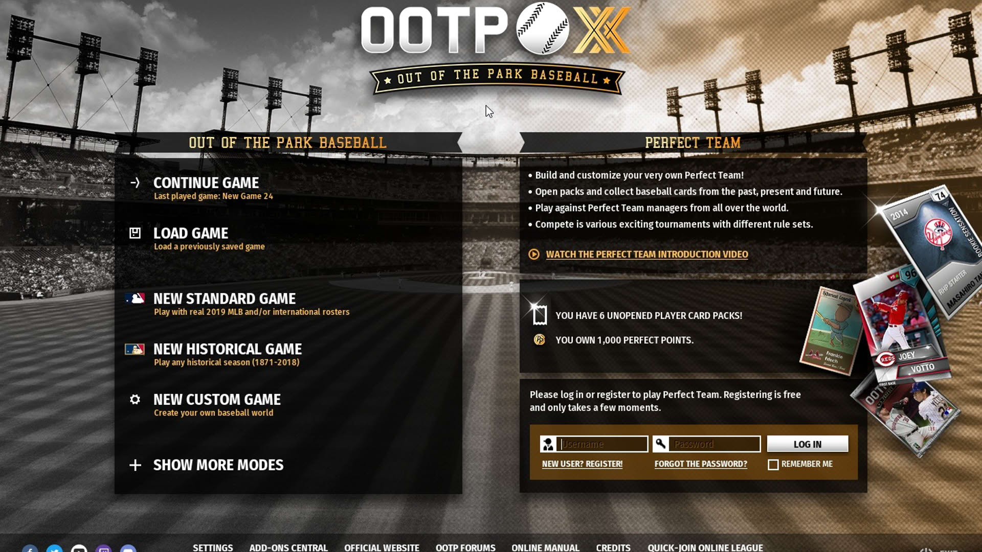 Screenshot for Out of the Park Baseball 20
