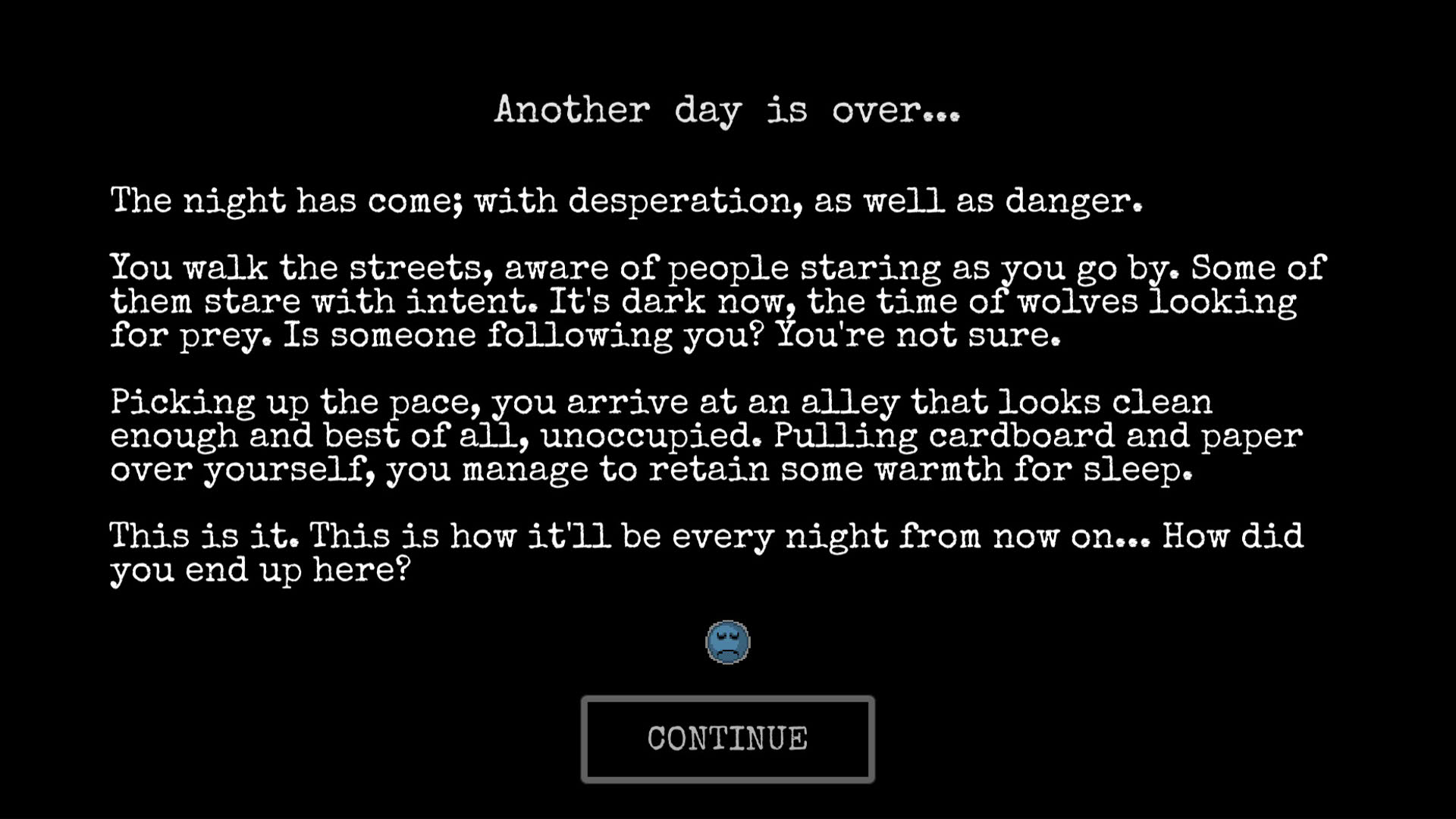 Screenshot for Change: A Homeless Survival Experience