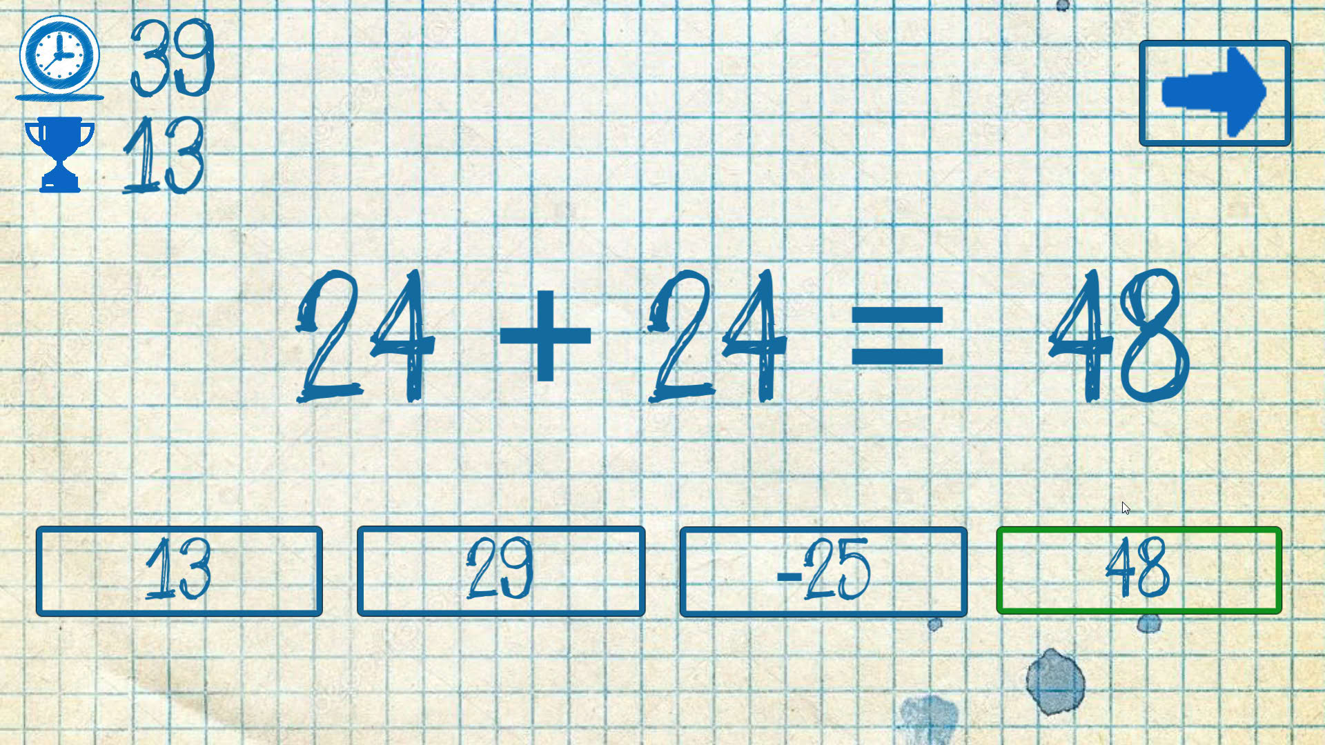 Screenshot for The young mathematician: Easy difficulty