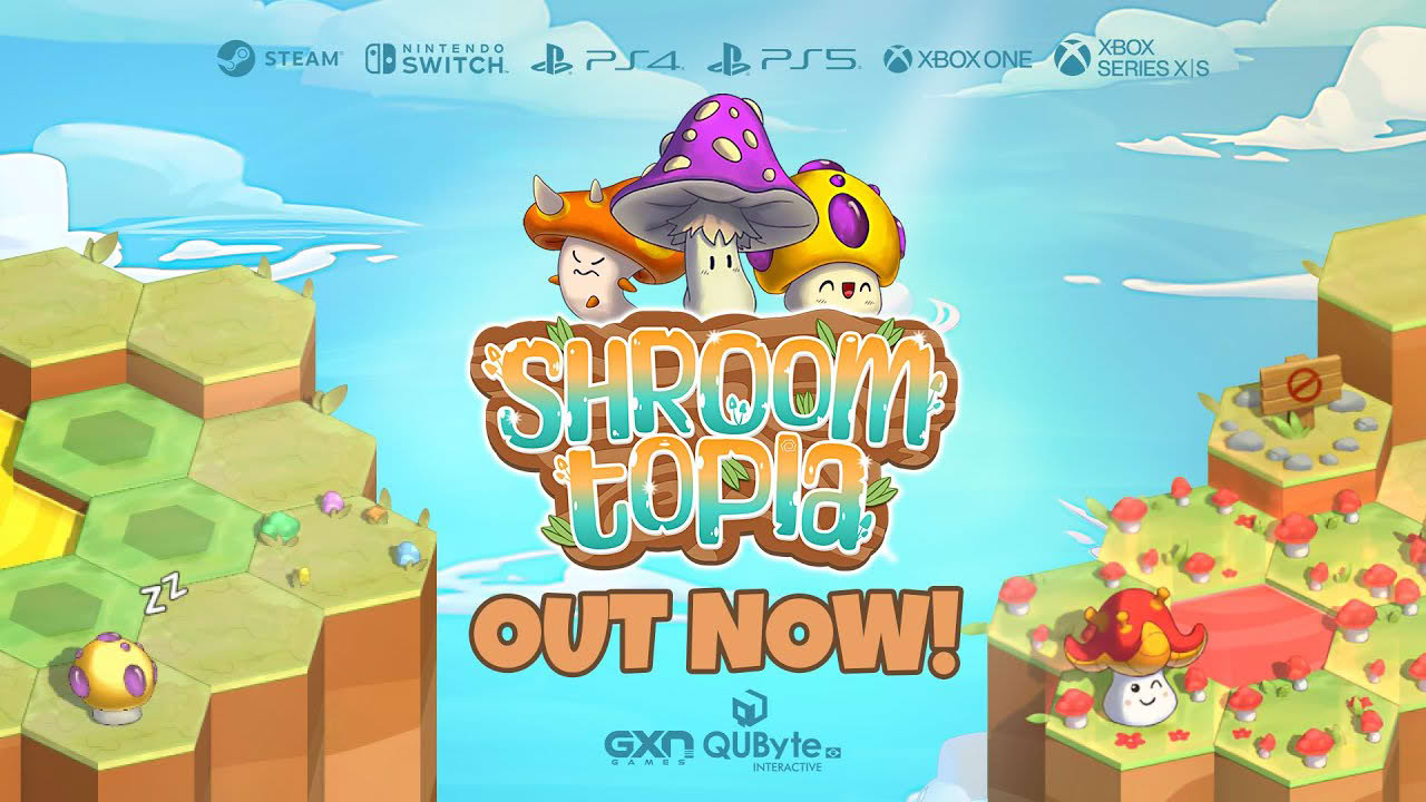 Shroomtopia - Cozy Game Launch Trailer - Steam, Nintendo Switch, PlayStation and Xbox.