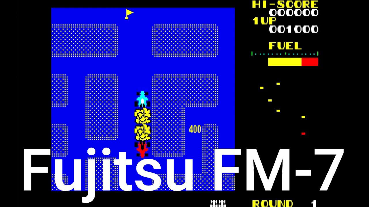 [FM-7] New Rally-X ラリーX, Fujitsu FM-7, 1984.