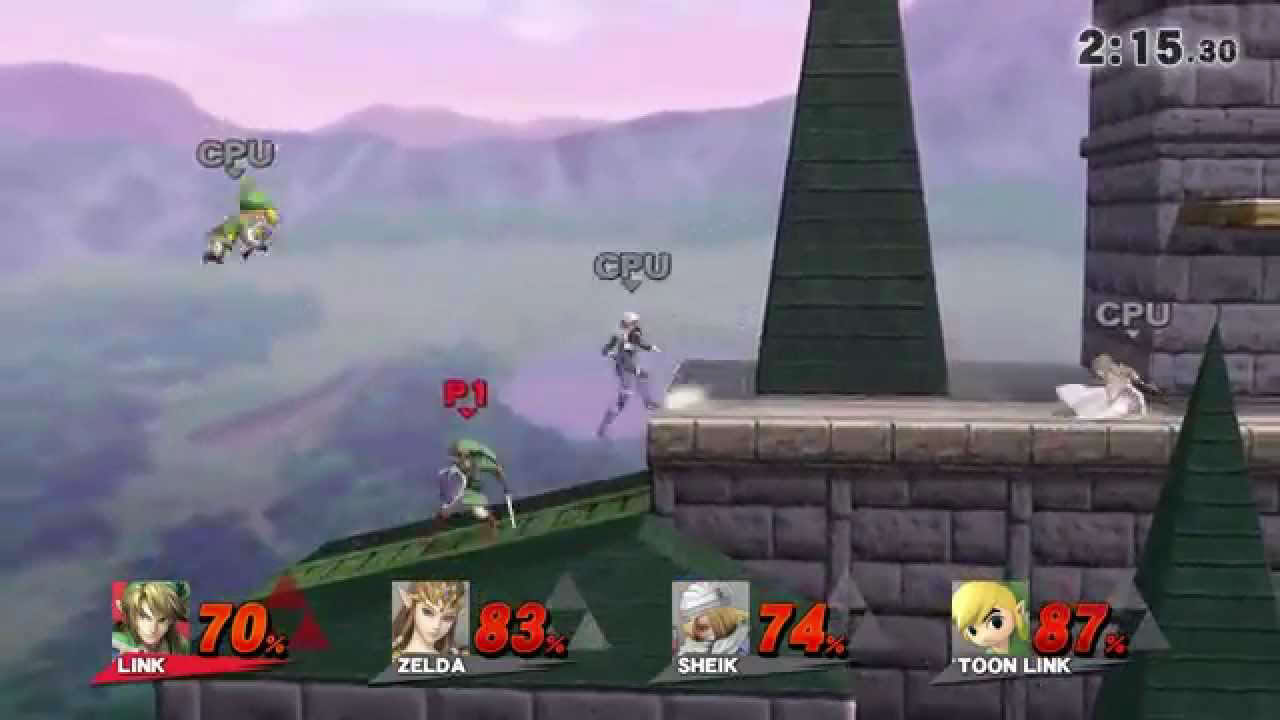 Super Smash Bros Wii U Hyrule Castle (64) DLC stage gameplay