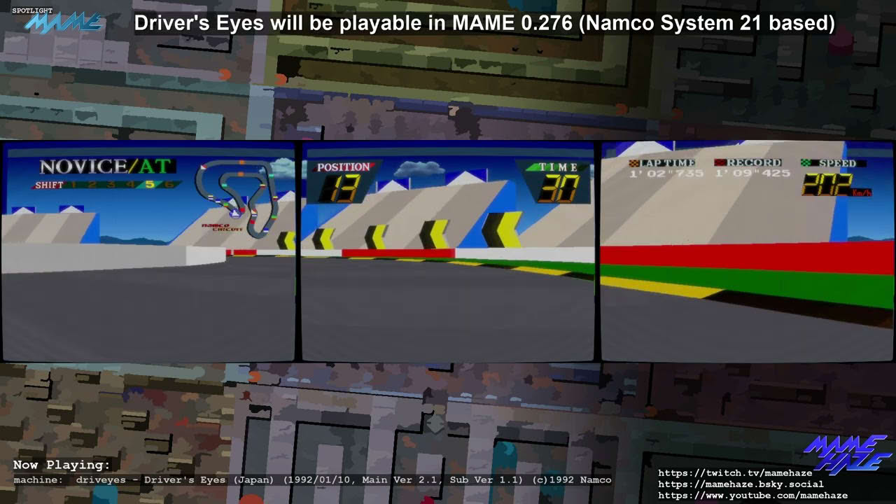 Driver's Eyes will be playable in MAME 0.276 (Namco System 21 based arcade)