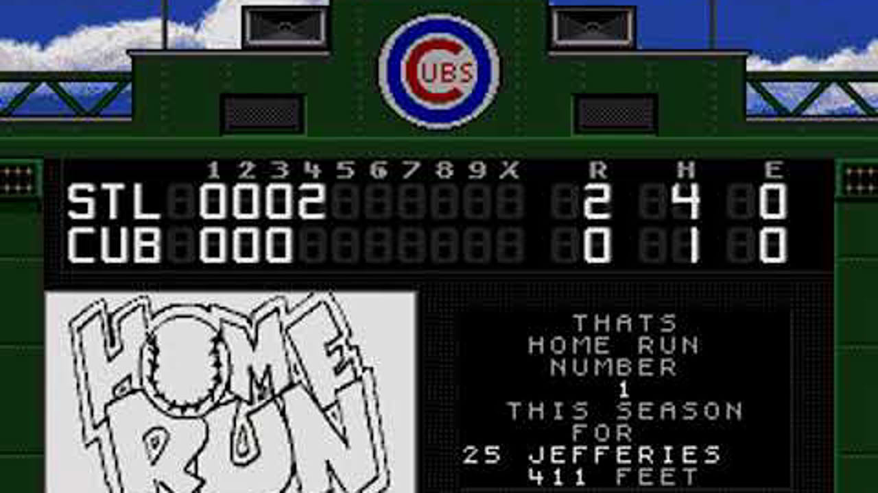 World Series Baseball Sega Genesis Gameplay St Louis Cardinals at Chicago Cubs