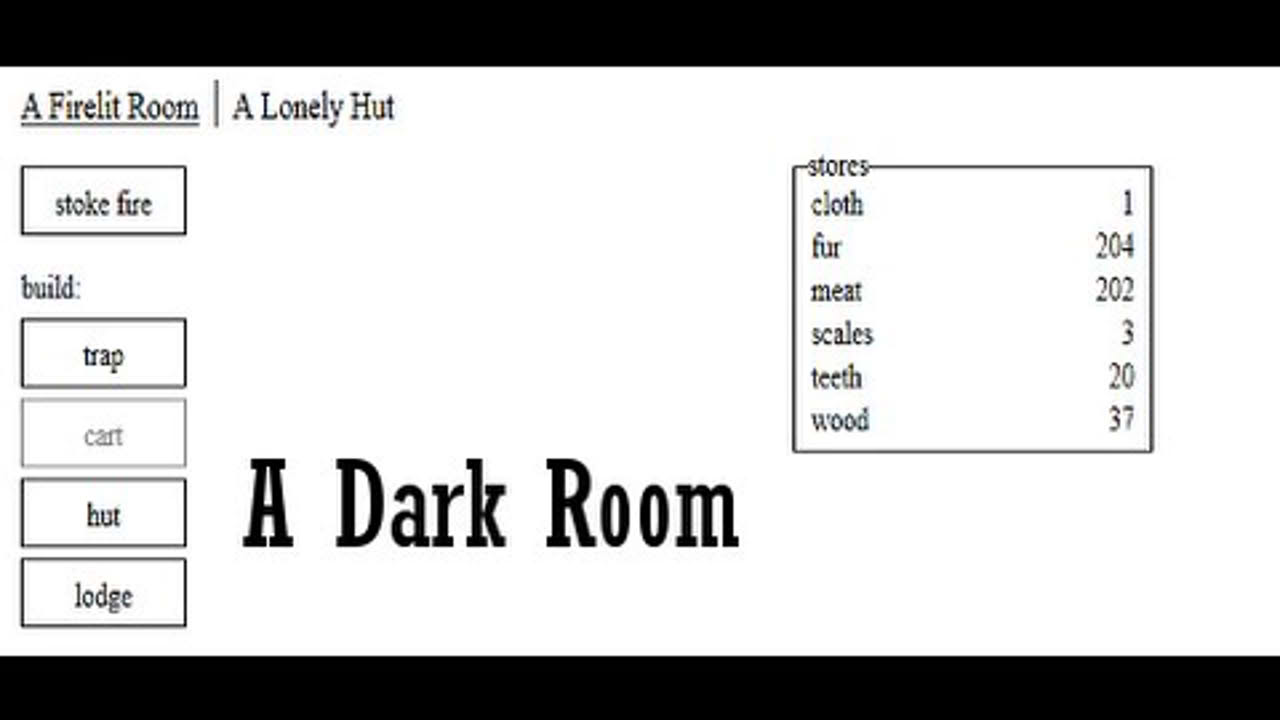 A Dark Room Addictive Free ASCII Web Game