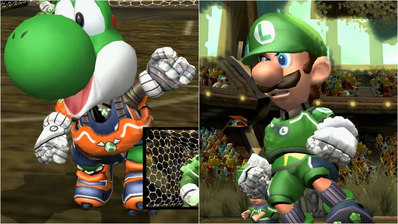 Mario Strikers Charged - Yoshi vs Luigi - Wii Gameplay (4K60fps)