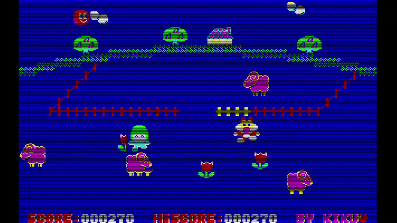 Hitsuji Yaai (ひつじや～い!) by Hudson Soft (Fujitsu FM-7) Gameplay Video