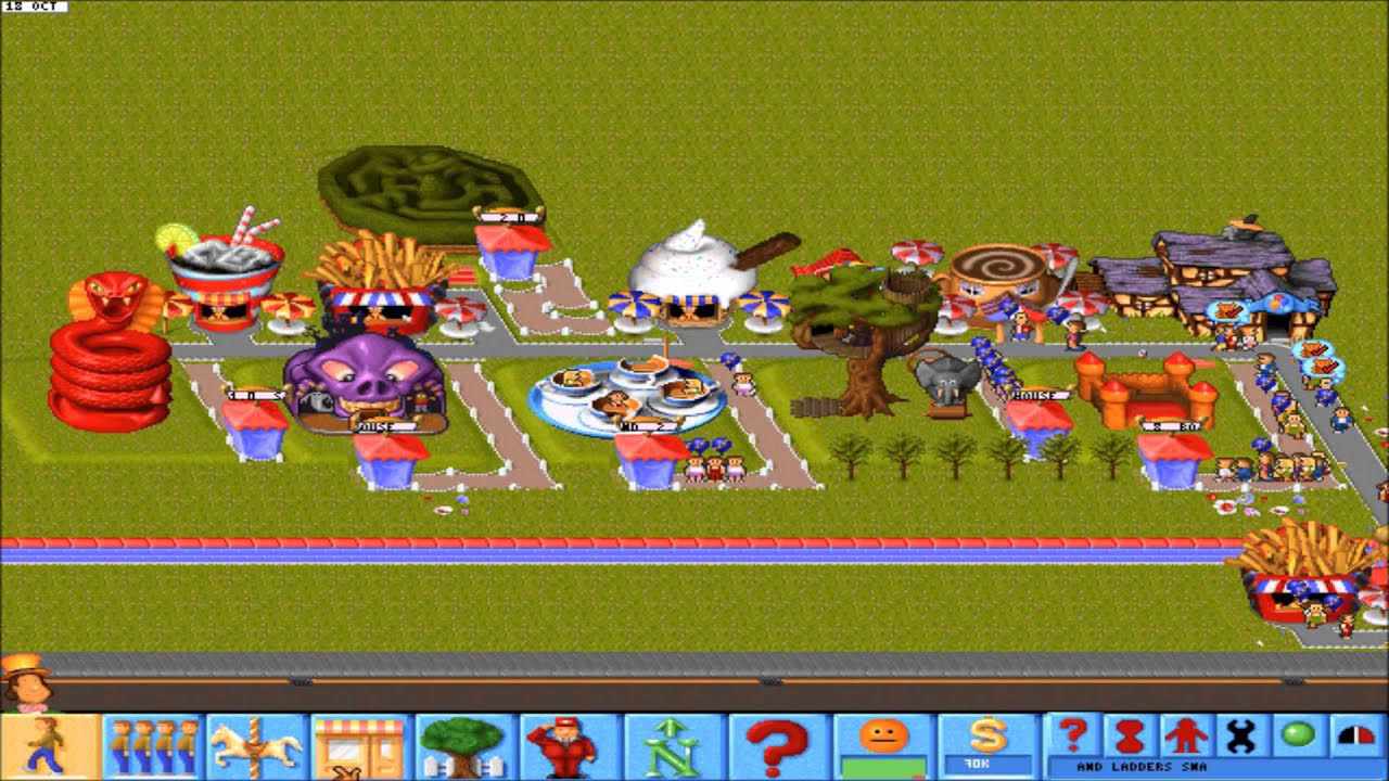 Theme Park gameplay (MS-DOS)